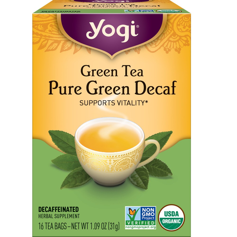 Yogi Tea – Green Tea Pure Green Decaf (4 Pack) Decaffeinated 64 Organic Tea Bags