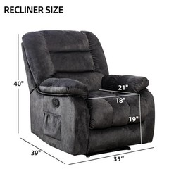 Canmov Manual Recliner Chair with Vibration Massage and Heat, Soft Fabric Chair