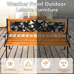 Patio Park Garden Bench Porch Path Chair Furniture Cast Iron Hardwood New