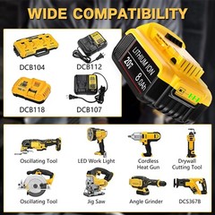2x 8.0Ah Li-ion Battery For DeWalt 20V Max DCB200 DCB206-2 DCB205-2 20Volt Tool
