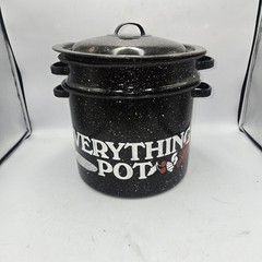 Enamelware 5 Piece Double Boiler Steamer Stock Pot Black Speckled Everything