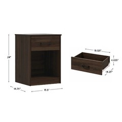 Mainstays Ardent Nightstand with 1 Drawer, Dark Walnut