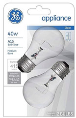 GE Incandescent 40 Watt Soft White A15 Appliance Bulbs 2 Pack