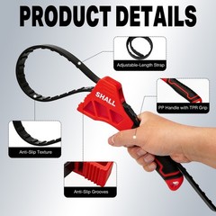 SHALL 2 Pack Oil Filter Wrench Set,Rubber Strap Wrench with Max Diameter 4″&6″