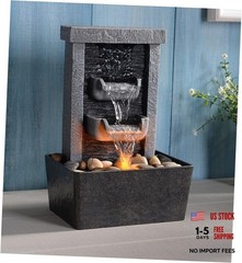 Home Décor 10.3 in Indoor Waterfall Fountain Relaxation High Dark Gray