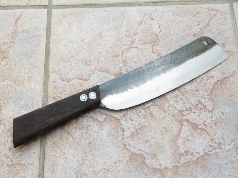Crude – Japanese Nakiri Kitchen Chef Knife, 7 inch, Carbon Steel, Handmade