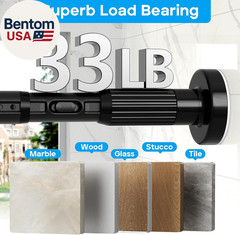 Tension Curtain Rod，40-126.5In(3.33-10.54Ft) One-Click Fast Extension Rod Easy t