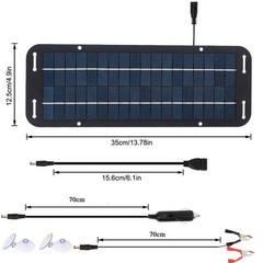 30W Solar Panel 12V Trickle Charger Battery Charger Kit Maintainer Boat Car RV