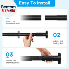 Tension Curtain Rod，40-126.5In(3.33-10.54Ft) One-Click Fast Extension Rod Easy t