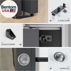 5.3Ft/64In Bypass Double Sliding Pocket Door Hardware Kit,Commercial Grade,Alumi