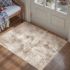 2×3 Entryway Rug Brown Machine Washable Abstract Area Rug Small Rugs Entrance…