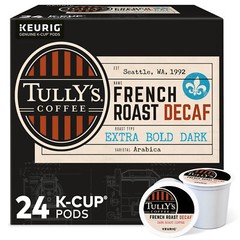 Tully’s Coffee French Roast Decaf, Keurig K-Cup Pods, Dark Roast, 24 Count