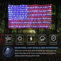 Solar American Flag Lights Outdoor,420 Leds American Flag Net Lights 6.5Ft X 3.2