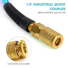 Air Compressor Hose 1/4 Inch x 50 Feet Reinforced Polyurethane (PU) Air 50 FT