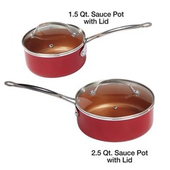 BulbHead (10824) Red Copper 10 PC Copper-Infused Ceramic Non-Stick Cookware Set