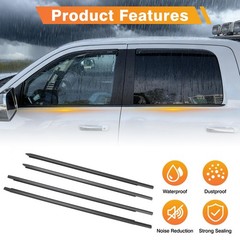 4PCS Window Weatherstrip Seal For Dodge Ram 1500 2500 3500 Crew Cab 2009-2024