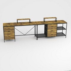 9.5FT L-Shaped Home Office Computer Desk 6 Drawers Monitor Stands Power Outlets