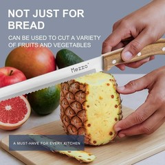 Mezzo Serrated Bread Knife for Homemade Bread, High Carbon Steel Sourdough Knife