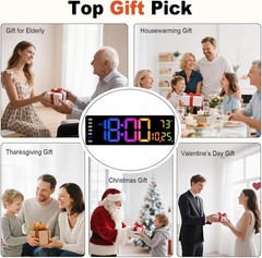 “Large Digital Wall Clock with Remote Control, 12 Inch LED Large Display Count..