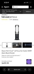 Dyson Hot+Cool Jet Focus Fan And Heater (AM09) White/Silver