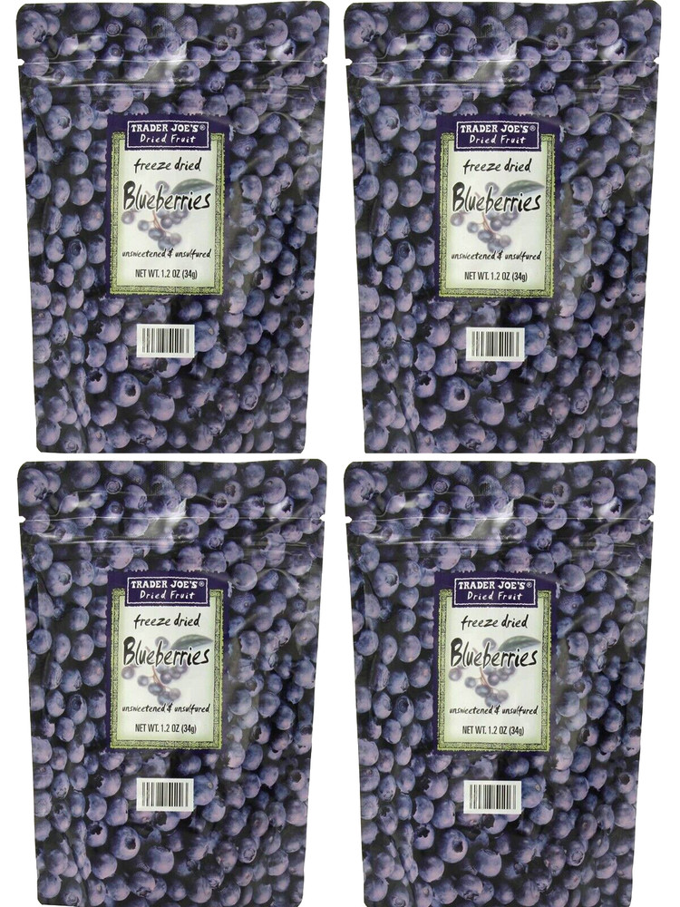 4 Packs Trader Joe’s Freeze Dried Blueberries Unsweetened Unsulfured 1.2 oz Each