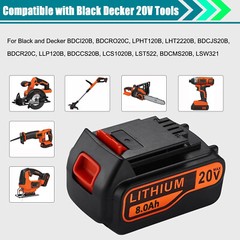 20V MAX Lithium-ion 8.0Ah Battery for BLACK & DECKER 20 Volt LBXR20 LBX20 LB20
