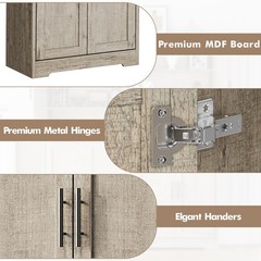 70″ Tall Kitchen Pantry Cabinet Storage Cabinet W/ 4 Doors & Adjustable Shelves