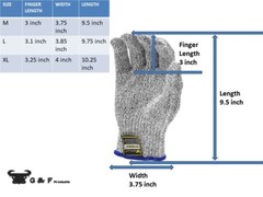 G & F 57100 CutSHIELD Classic Kitchen Cut & Slash Resistant Gloves, Grey, 1 Pair