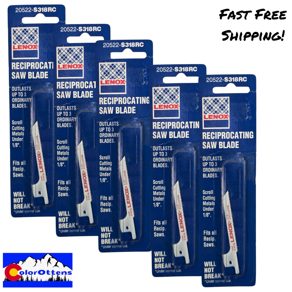 5 Count Lenox 3″ Reciprocating Saw Blades Scroll Cutting Metal To 1/8″ NOS USA