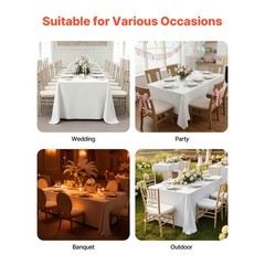 Uimoso 90×132 Inch White Rectangular Tablecloth for Weddings, Parties, 6 Pack