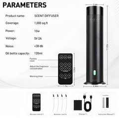 AROMA Mini Diffuser 1200 Sqft. SILVER W/ 5 PREMIUM Scents 20ml Hotel Collection
