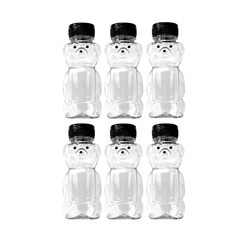 CV: 12 Ounce Clear Bears w/ Black Flip Top Lids – BPA Free, Hand Wash Only – 6pk