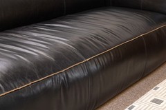 Contemporary Modern Four Hands Nolita Reverse Stitch Black Leather Sofa