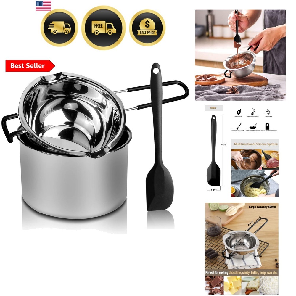 Double Boiler Pot Set, Stainless Steel Melting Pot with Silicone Spatula for …
