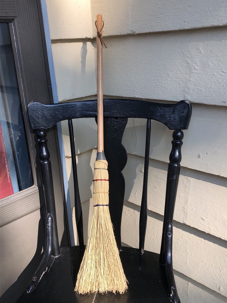 Handmade High Quality Fox Tail Broom (31” Long, Wooden Handle) PA Amish Made