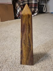 VTG 6.3lbs 10″ Multicolor Onyx Obelisk Solid Stone Earth Tone Sculpture Tower