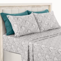 Deep Pocket 6 Piece Bed Sheet Set 1800 Series Microfiber Comfort Paisley Sheets