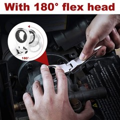 12Pc 8-19mm Metric Flexible Head Ratcheting Wrench Combination Spanner Tool Set