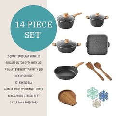 The Pioneer Woman Prairie Signature 14-Piece Cast Aluminum Cookware Set,Charcoal