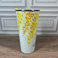 Starbucks Tumbler Thailand Cassia Fistula 16oz White Yellow Floral Stainless Mug