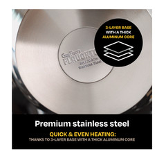 10.3in Stainless Steel Fry Pan 3-Layer Skillet Oven Safe 500F