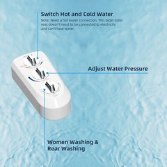 Toilet Seat Bidet Self Cleaning Dual Nozzle,Hot or Cold Water Spray Non-Electric