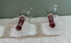 VTG La Mediterranea Spanish Ombré Pink Handblown 10 oz Wine Glasses, 9.5”, Set/2