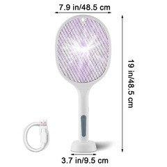 Rechargeable Dual-Mode Electric Fly Swatter Bug Zapper With Base, Lightweight