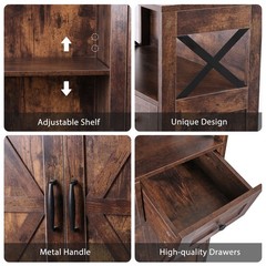 Brown Storage Cabinet with Doors & Drawers Freestanding Kitchen Pantry Cabinet
