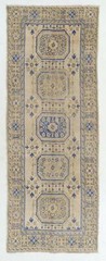 4.6×12.2 Ft Vintage Anatolian Oushak Runner Rug. Hand-knotted Wool Rug