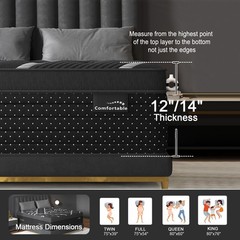 12″ 14″Twin Full Queen King Size Gel Memory Foam Spring Mattress In A Box