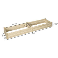 96 In. L X 24.25 In. W X 10.75 In. H Natural Fir Wood Raised Garden Bed with Dua