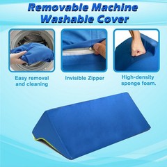 Blue Wedge Pillow Foam Bed 30° Incline For Side Sleeper Medical Elevated Bolster