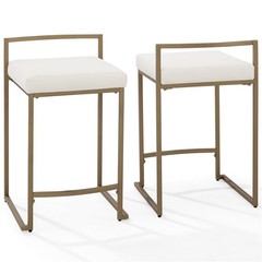 Crosley Furniture Harlowe 24.25″ Velvet/Metal Counter Stool in Gold (Set of 2)